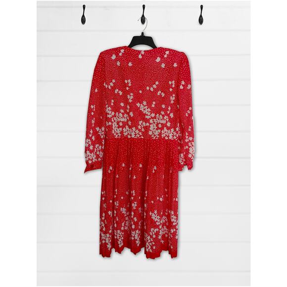 Just Ducky 80s Red and White Floral Dress Size 12P - Picture 3 of 10